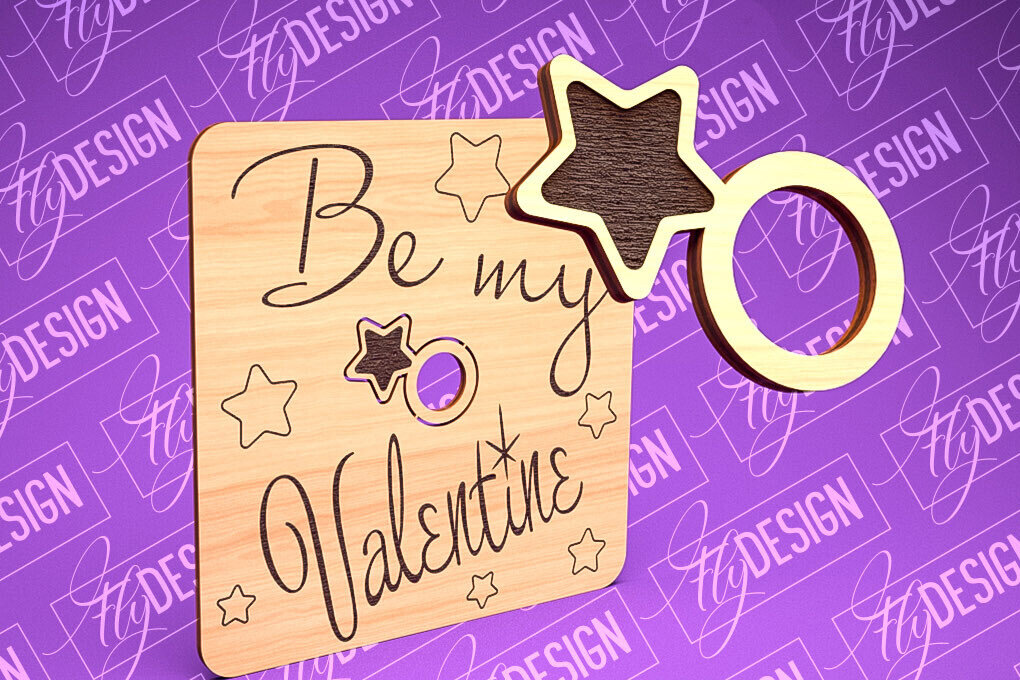 Σετ των 2 Intra απο ξύλο plywood 3mm-4mm πάχος – Δαχτυλίδι του Αγίου Βαλεντίνου | CNC Δίασταση  20x20 cm INTRAFABR-89201126