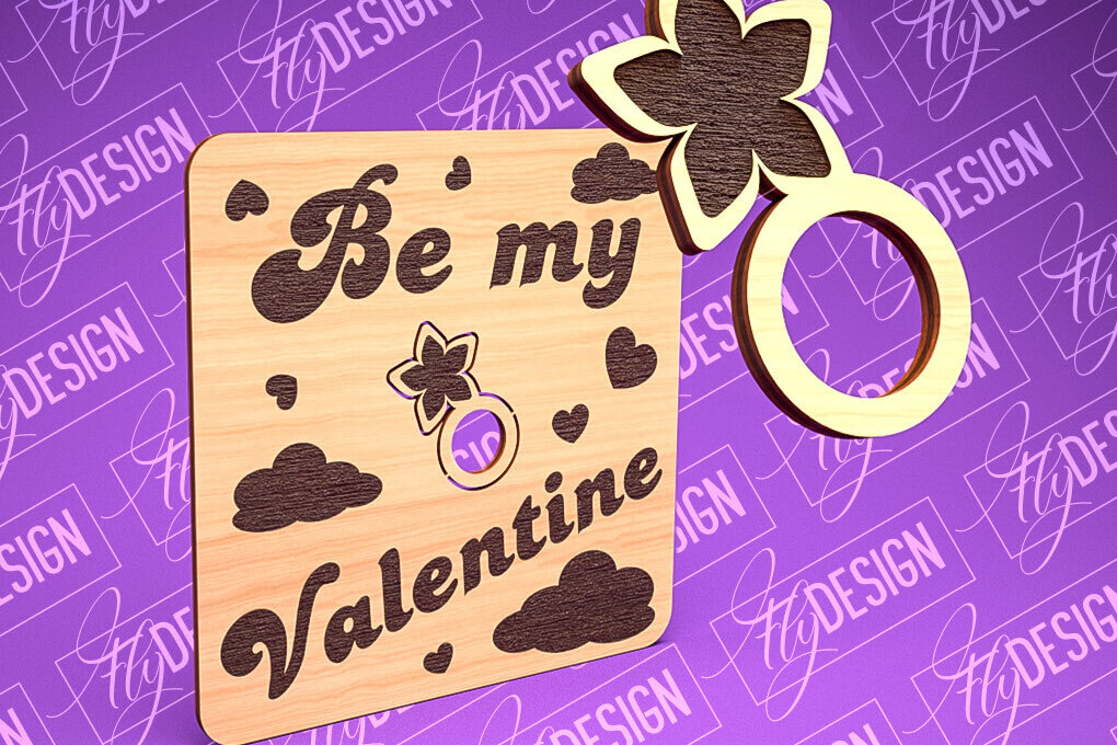 Σετ των 2 Intra απο ξύλο plywood 3mm-4mm πάχος – Δαχτυλίδι του Αγίου Βαλεντίνου | CNC Δίασταση  20x20 cm INTRAFABR-89201158