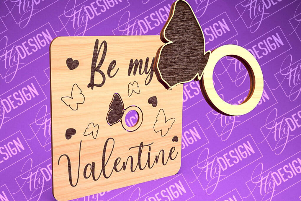 Σετ των 2 Intra απο ξύλο plywood 3mm-4mm πάχος – Δαχτυλίδι του Αγίου Βαλεντίνου | CNC Δίασταση  20x20 cm INTRAFABR-89201242