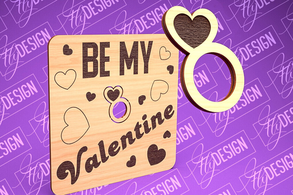 Σετ των 2 Intra απο ξύλο plywood 3mm-4mm πάχος – Δαχτυλίδι του Αγίου Βαλεντίνου | CNC Δίασταση  20x20 cm INTRAFABR-89200961