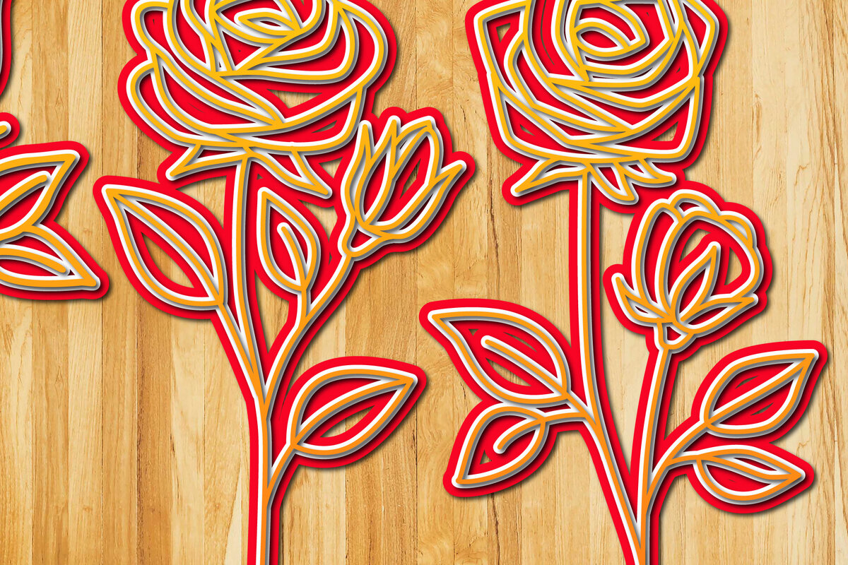 Σετ των 2 Intra απο ξύλο plywood 3mm-4mm πάχος – Πακέτο κομμένο με λέιζερ Valentine's Rose Δίασταση  20x20 cm INTRAFABR-24259497