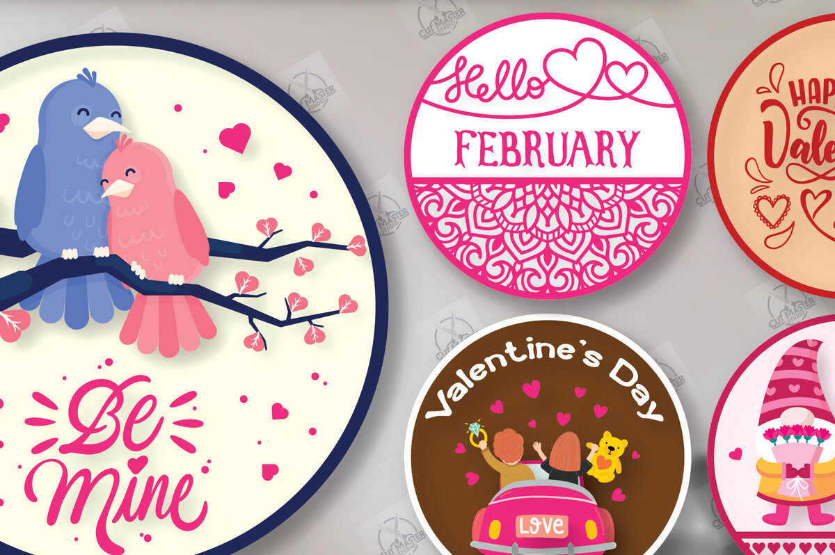 Σετ των 2 Intra απο ξύλο plywood 3mm-4mm πάχος – Πακέτο κοπής λέιζερ στρογγυλών πινακίδων του Αγίου Βαλεντίνου Δίασταση  20x20 cm INTRAFABR-113859459