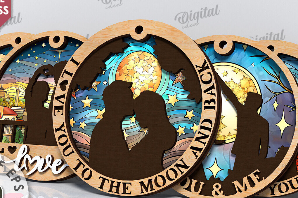 Σετ των 2 Intra απο ξύλο plywood 3mm-4mm πάχος – Πακέτο κοπής λέιζερ στρογγυλών πινακίδων του Αγίου Βαλεντίνου Δίασταση  20x20 cm INTRAFABR-114393977