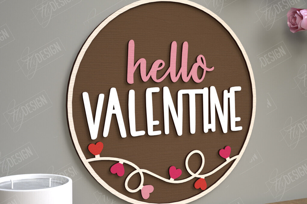 Σετ των 2 Intra απο ξύλο plywood 3mm-4mm πάχος – Στρογγυλά σημάδια του Αγίου Βαλεντίνου | Ρομαντικό δώρο Δίασταση  20x20 cm INTRAFABR-110186084