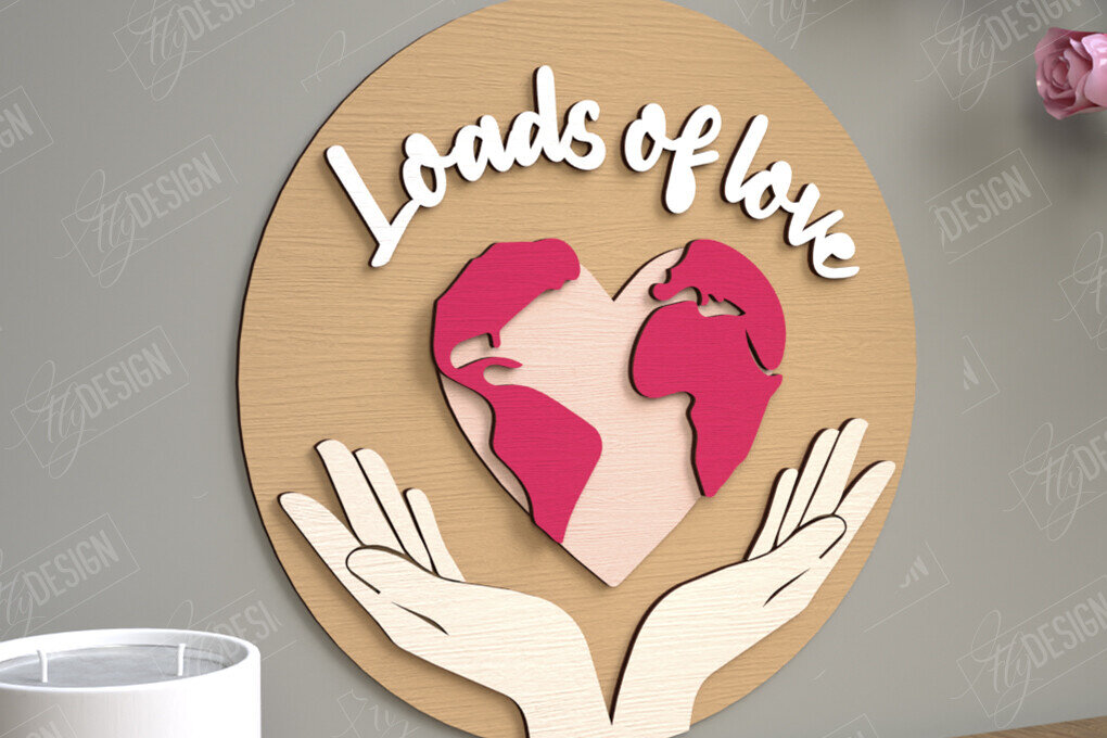 Σετ των 2 Intra απο ξύλο plywood 3mm-4mm πάχος – Στρογγυλά σημάδια του Αγίου Βαλεντίνου | Ρομαντικό δώρο Δίασταση  20x20 cm INTRAFABR-110185710