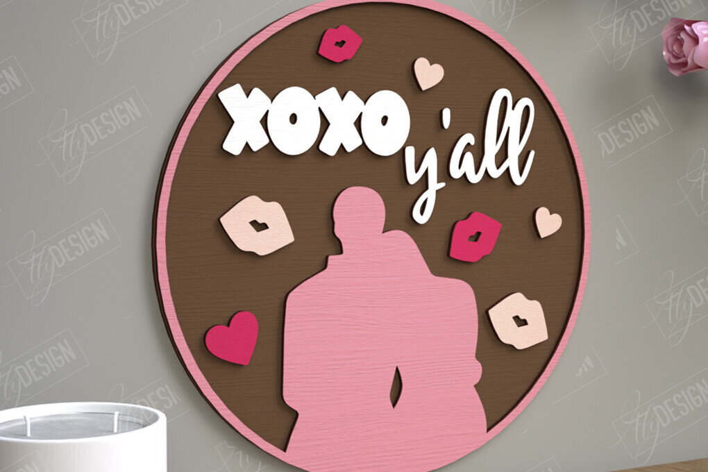 Σετ των 2 Intra απο ξύλο plywood 3mm-4mm πάχος – Στρογγυλά σημάδια του Αγίου Βαλεντίνου | Ρομαντικό δώρο Δίασταση  20x20 cm INTRAFABR-110185775