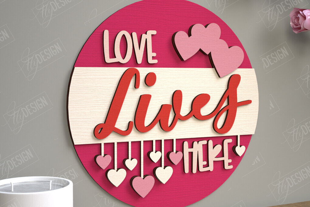 Σετ των 2 Intra απο ξύλο plywood 3mm-4mm πάχος – Στρογγυλά σημάδια του Αγίου Βαλεντίνου | Ρομαντικό δώρο Δίασταση  20x20 cm INTRAFABR-110186013