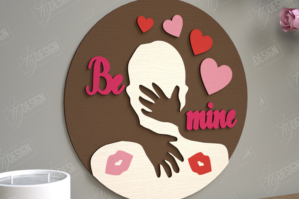 Σετ των 2 Intra απο ξύλο plywood 3mm-4mm πάχος – Στρογγυλά σημάδια του Αγίου Βαλεντίνου | Ρομαντικό δώρο Δίασταση  20x20 cm INTRAFABR-110185283