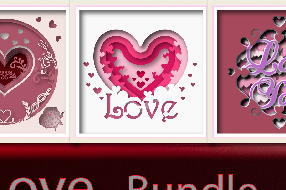 Σετ των 2 Intra απο ξύλο plywood 3mm-4mm πάχος – Πακέτο 3 σκιών για το Valentine's Shadow Box Δίασταση  20x20 cm INTRAFABR-24465697