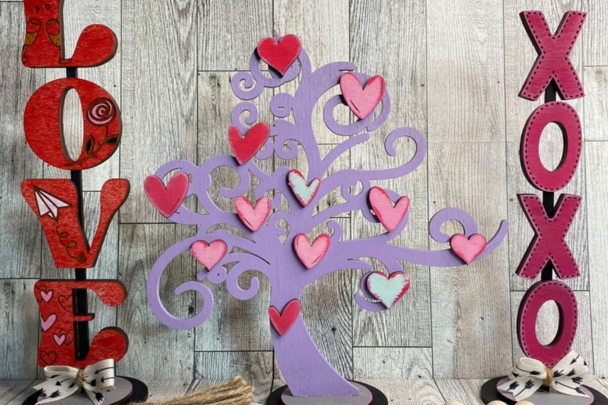 Σετ των 2 Intra απο ξύλο plywood 3mm-4mm πάχος – Πακέτο Valentines Shelf Sitter Laser Δίασταση  20x20 cm INTRAFABR-56579142