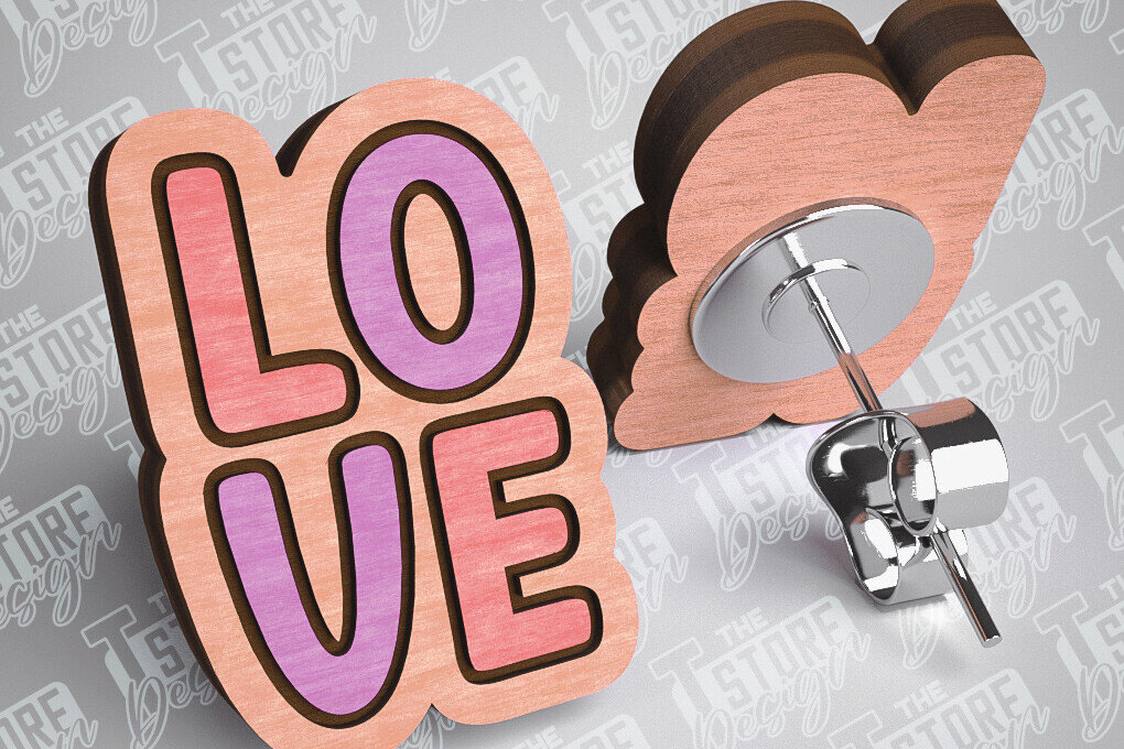 Σετ των 3 Intra απο ξύλο plywood 3mm-4mm πάχος – Σκουλαρίκια Valentines Stud Κοπή λέιζερ Δίασταση  5x5 cm INTRAFABR-83366131