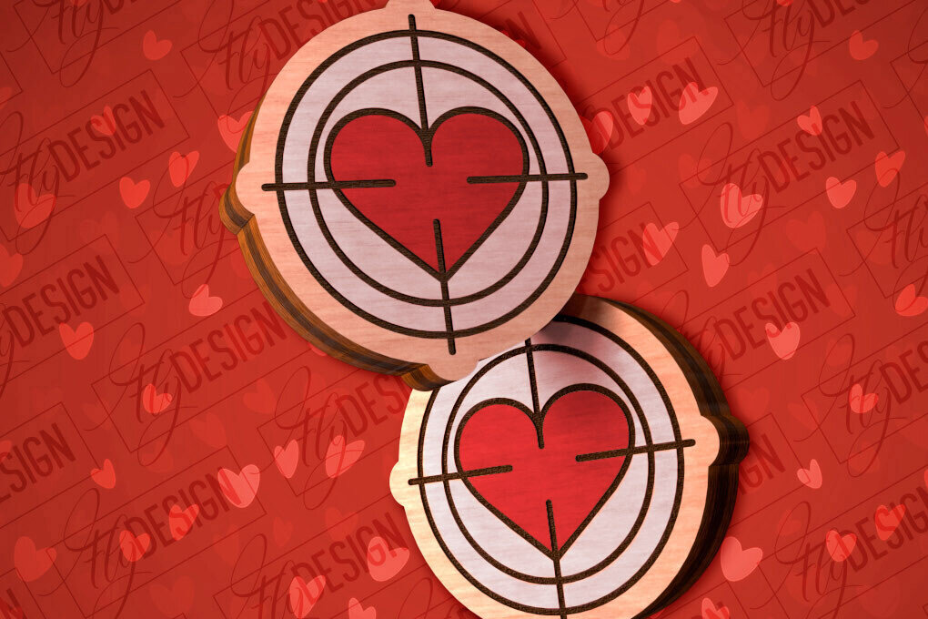 Σετ των 3 Intra απο ξύλο plywood 3mm-4mm πάχος – Valentines Stud Σκουλαρίκια Δίασταση  5x5 cm INTRAFABR-83059411