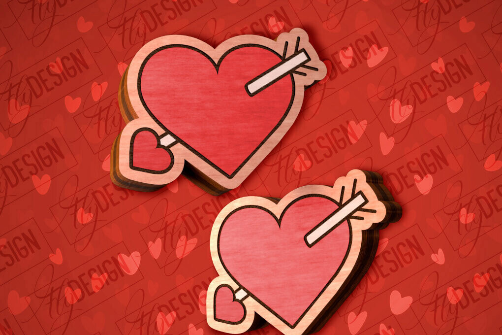 Σετ των 3 Intra απο ξύλο plywood 3mm-4mm πάχος – Valentines Stud Σκουλαρίκια Δίασταση  5x5 cm INTRAFABR-83058275