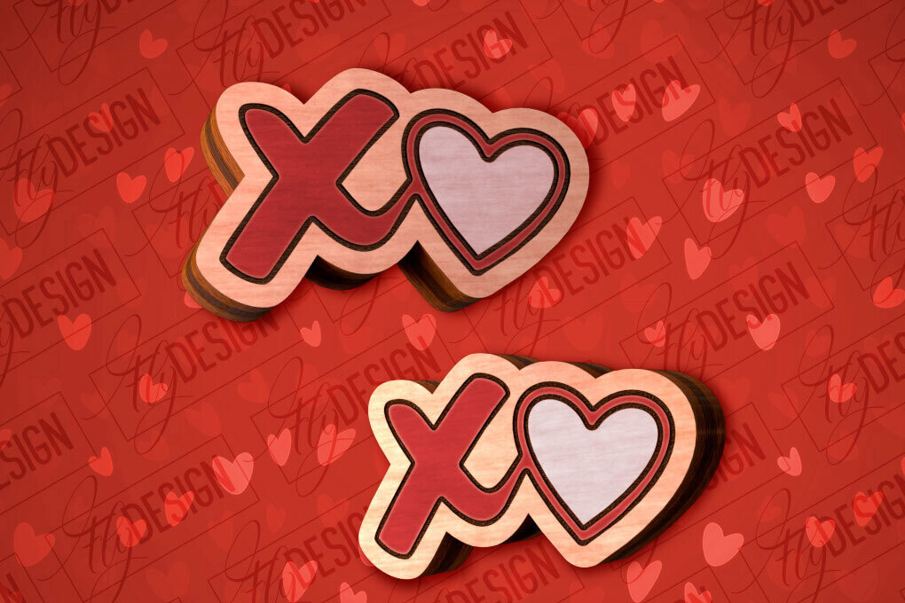 Σετ των 3 Intra απο ξύλο plywood 3mm-4mm πάχος – Valentines Stud Σκουλαρίκια Δίασταση  5x5 cm INTRAFABR-83059179