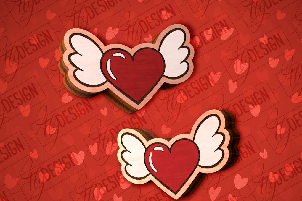 Σετ των 3 Intra απο ξύλο plywood 3mm-4mm πάχος – Valentines Stud Σκουλαρίκια Δίασταση  5x5 cm INTRAFABR-83059277