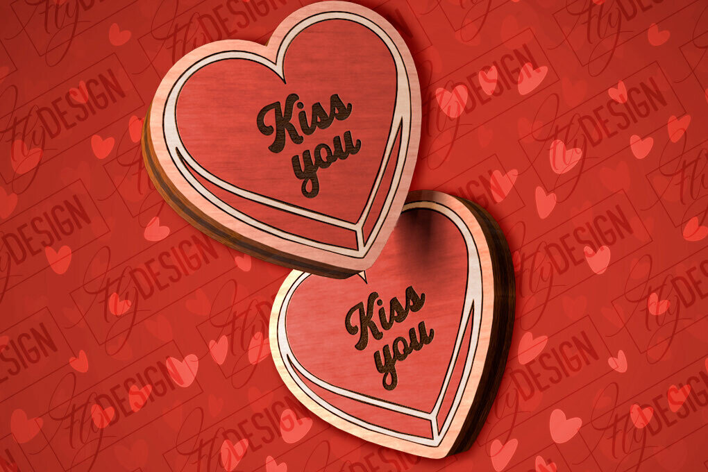 Σετ των 3 Intra απο ξύλο plywood 3mm-4mm πάχος – Valentines Stud Σκουλαρίκια Δίασταση  5x5 cm INTRAFABR-83059304