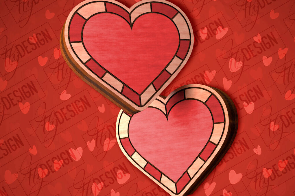 Σετ των 3 Intra απο ξύλο plywood 3mm-4mm πάχος – Valentines Stud Σκουλαρίκια Δίασταση  5x5 cm INTRAFABR-83058158