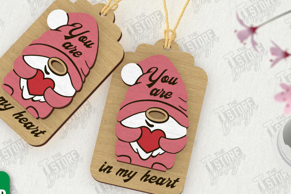 Σετ των 2 Intra απο ξύλο plywood 3mm-4mm πάχος – Ετικέτα του Αγίου Βαλεντίνου | Ετικέτα δώρου | Διακόσμηση δώρου Δίασταση  20x20 cm INTRAFABR-111310444