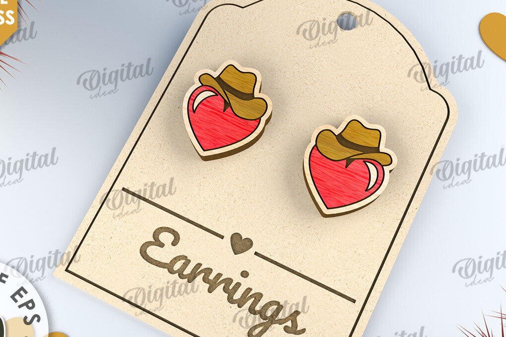 Σετ των 3 Intra απο ξύλο plywood 3mm-4mm πάχος – Σκουλαρίκια του Αγίου Βαλεντίνου με λέιζερ Δίασταση  5x5 cm INTRAFABR-112501375