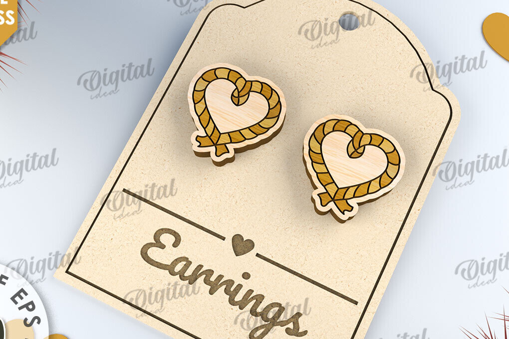 Σετ των 3 Intra απο ξύλο plywood 3mm-4mm πάχος – Σκουλαρίκια του Αγίου Βαλεντίνου με λέιζερ Δίασταση  5x5 cm INTRAFABR-112501527