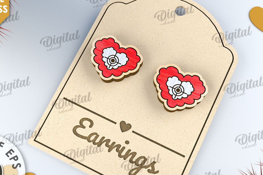 Σετ των 3 Intra απο ξύλο plywood 3mm-4mm πάχος – Σκουλαρίκια του Αγίου Βαλεντίνου με λέιζερ Δίασταση  5x5 cm INTRAFABR-112501559