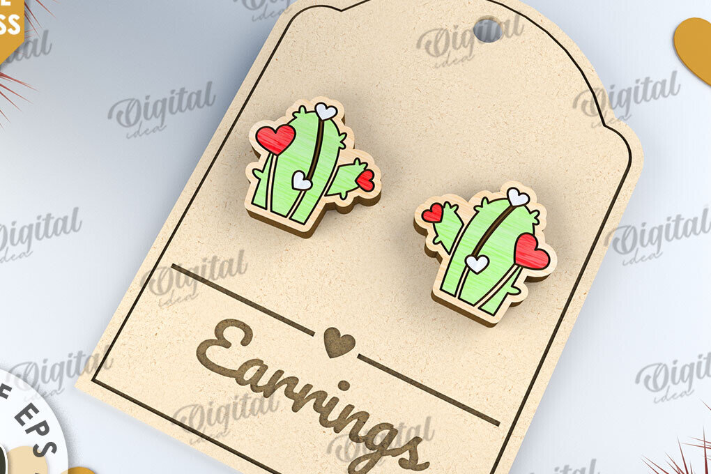 Σετ των 3 Intra απο ξύλο plywood 3mm-4mm πάχος – Σκουλαρίκια του Αγίου Βαλεντίνου με λέιζερ Δίασταση  5x5 cm INTRAFABR-112501624