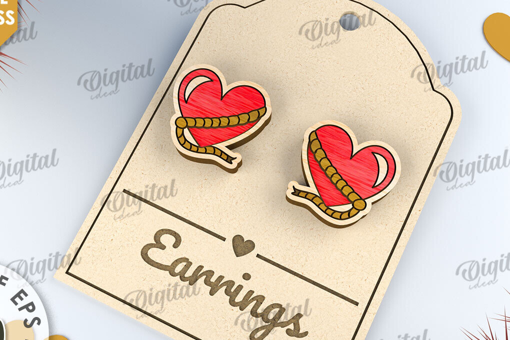 Σετ των 3 Intra απο ξύλο plywood 3mm-4mm πάχος – Σκουλαρίκια του Αγίου Βαλεντίνου με λέιζερ Δίασταση  5x5 cm INTRAFABR-112501690