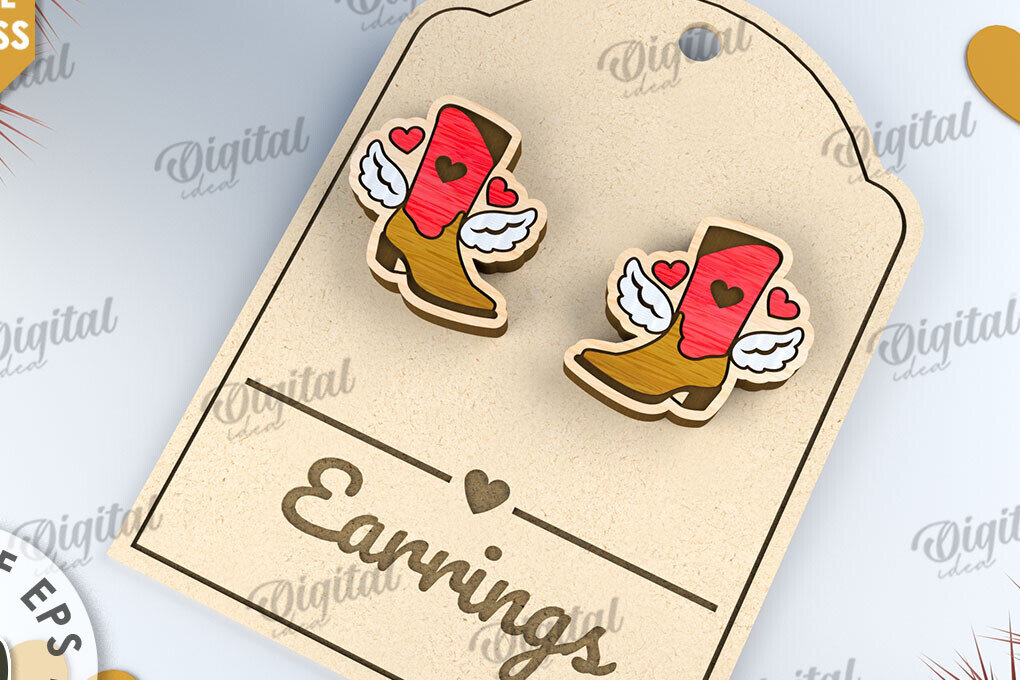 Σετ των 3 Intra απο ξύλο plywood 3mm-4mm πάχος – Σκουλαρίκια του Αγίου Βαλεντίνου με λέιζερ Δίασταση  5x5 cm INTRAFABR-112501135