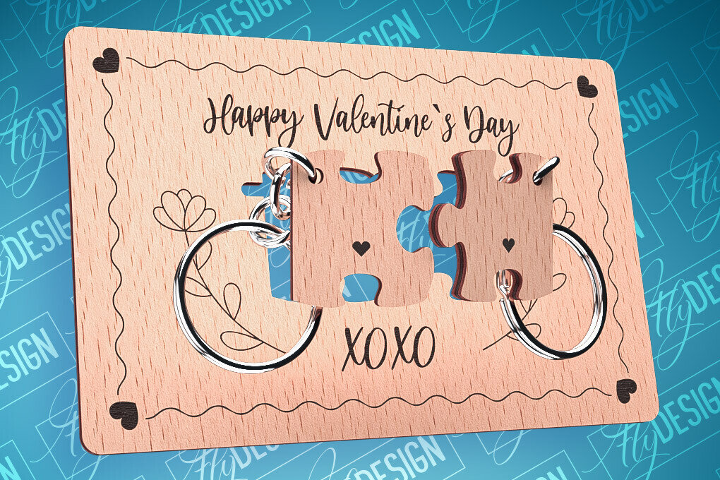 Σετ των 2 Intra απο ξύλο plywood 3mm-4mm πάχος – Ξύλινη κάρτα Αγίου Βαλεντίνου | CNC Δίασταση  20x20 cm INTRAFABR-87240315