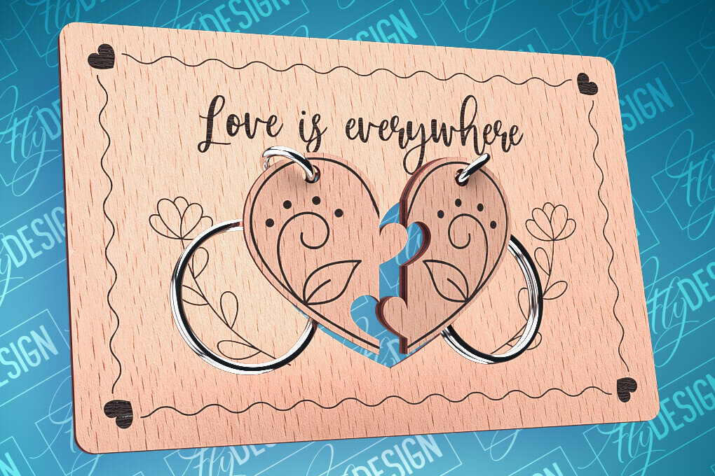 Σετ των 2 Intra απο ξύλο plywood 3mm-4mm πάχος – Ξύλινη κάρτα Αγίου Βαλεντίνου | CNC Δίασταση  20x20 cm INTRAFABR-87240342