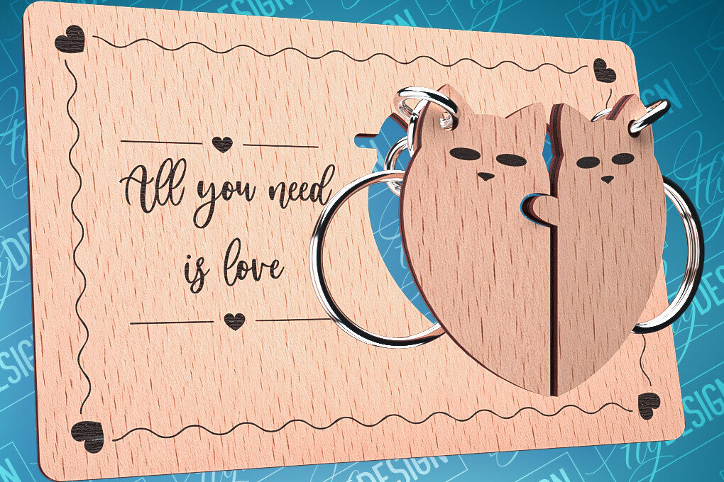 Σετ των 2 Intra απο ξύλο plywood 3mm-4mm πάχος – Ξύλινη κάρτα Αγίου Βαλεντίνου | CNC Δίασταση  20x20 cm INTRAFABR-87240445