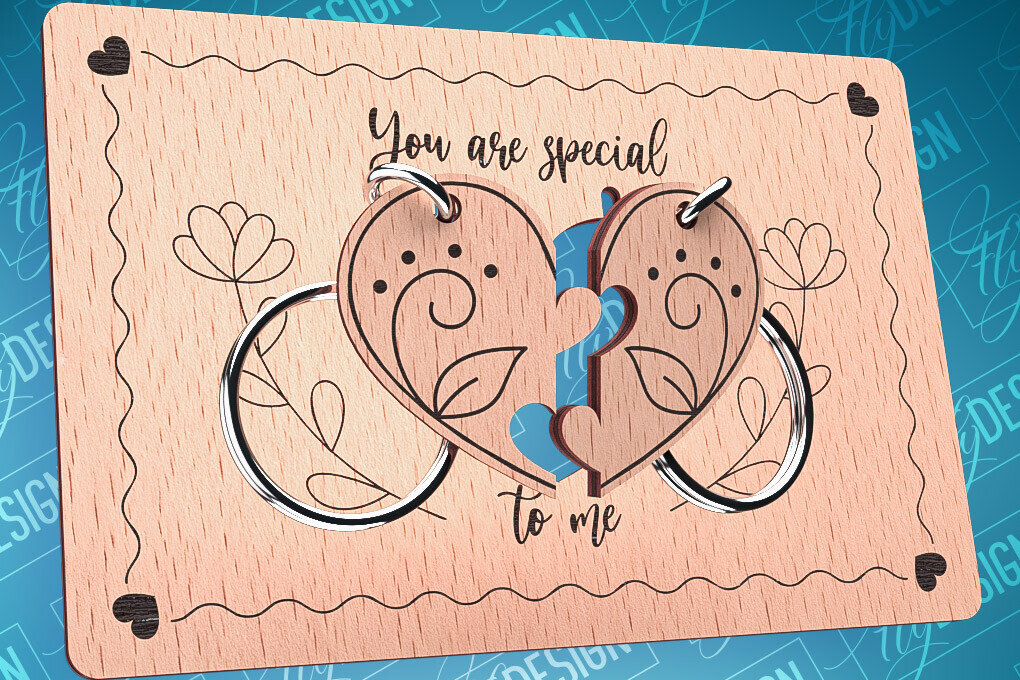 Σετ των 2 Intra απο ξύλο plywood 3mm-4mm πάχος – Ξύλινη κάρτα Αγίου Βαλεντίνου | CNC Δίασταση  20x20 cm INTRAFABR-87240452