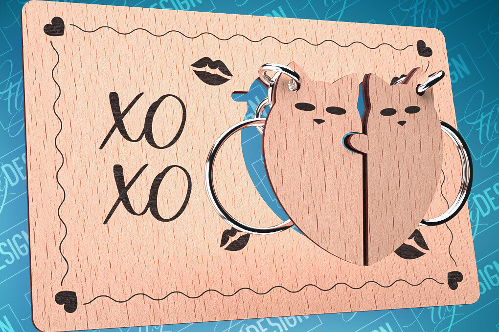 Σετ των 2 Intra απο ξύλο plywood 3mm-4mm πάχος – Ξύλινη κάρτα Αγίου Βαλεντίνου | CNC Δίασταση  20x20 cm INTRAFABR-87240462