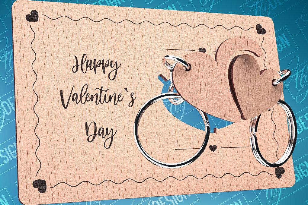 Σετ των 2 Intra απο ξύλο plywood 3mm-4mm πάχος – Ξύλινη κάρτα Αγίου Βαλεντίνου | CNC Δίασταση  20x20 cm INTRAFABR-87240470