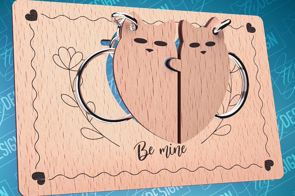 Σετ των 2 Intra απο ξύλο plywood 3mm-4mm πάχος – Ξύλινη κάρτα Αγίου Βαλεντίνου | CNC Δίασταση  20x20 cm INTRAFABR-87240473