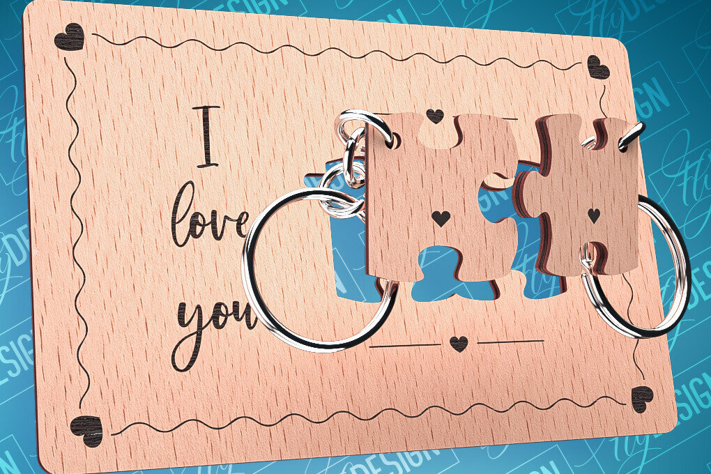 Σετ των 2 Intra απο ξύλο plywood 3mm-4mm πάχος – Ξύλινη κάρτα Αγίου Βαλεντίνου | CNC Δίασταση  20x20 cm INTRAFABR-87240481