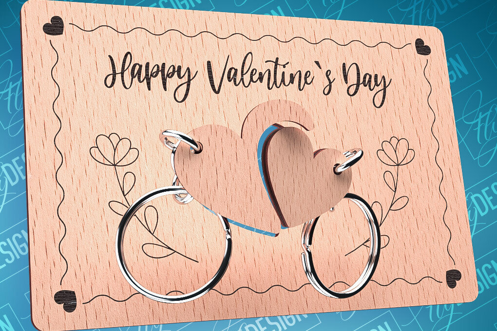 Σετ των 2 Intra απο ξύλο plywood 3mm-4mm πάχος – Ξύλινη κάρτα Αγίου Βαλεντίνου | CNC Δίασταση  20x20 cm INTRAFABR-87240487