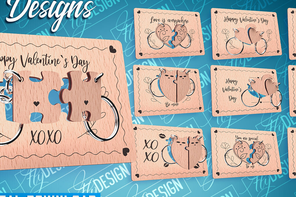 Σετ των 2 Intra απο ξύλο plywood 3mm-4mm πάχος – Ξύλινη κάρτα Αγίου Βαλεντίνου | CNC Δίασταση  20x20 cm INTRAFABR-87240499