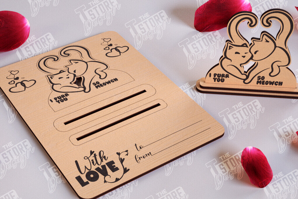 Σετ των 2 Intra απο ξύλο plywood 3mm-4mm πάχος – Ξύλινη κάρτα του Αγίου Βαλεντίνου | Ρομαντικό δώρο Δίασταση  20x20 cm INTRAFABR-110126522