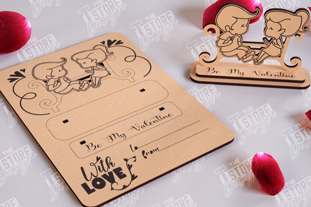 Σετ των 2 Intra απο ξύλο plywood 3mm-4mm πάχος – Ξύλινη κάρτα του Αγίου Βαλεντίνου | Ρομαντικό δώρο Δίασταση  20x20 cm INTRAFABR-110126475