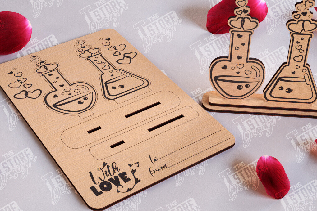 Σετ των 2 Intra απο ξύλο plywood 3mm-4mm πάχος – Ξύλινη κάρτα του Αγίου Βαλεντίνου | Ρομαντικό δώρο Δίασταση  20x20 cm INTRAFABR-110126504