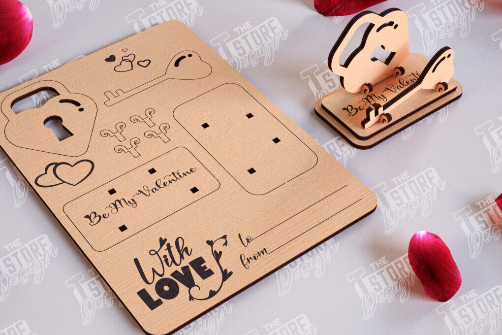 Σετ των 2 Intra απο ξύλο plywood 3mm-4mm πάχος – Ξύλινη κάρτα του Αγίου Βαλεντίνου | Ρομαντικό δώρο Δίασταση  20x20 cm INTRAFABR-110126509