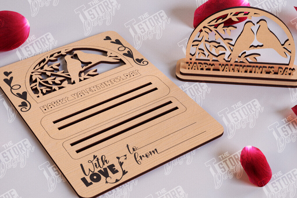 Σετ των 2 Intra απο ξύλο plywood 3mm-4mm πάχος – Ξύλινη κάρτα του Αγίου Βαλεντίνου | Ρομαντικό δώρο Δίασταση  20x20 cm INTRAFABR-110126466