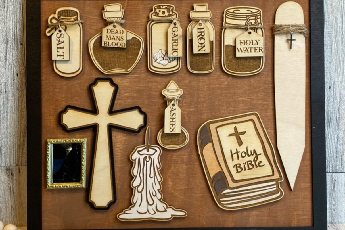 Σετ των 2 Intra απο ξύλο plywood 3mm-4mm πάχος – Vampire Hunter Kit Laser Δίασταση  20x20 cm INTRAFABR-50027103