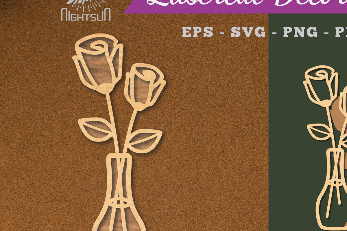 Σετ των 2 Intra απο ξύλο plywood 3mm-4mm πάχος – Βάζα με λουλούδια Διακόσμηση κομμένη με λέιζερ Δίασταση  20x20 cm INTRAFABR-112909422