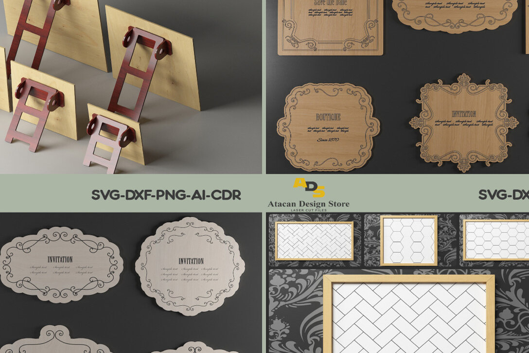 Σετ των 2 Intra απο ξύλο plywood 3mm-4mm πάχος – Vector κομμένα αρχεία για μηχανές λέιζερ 286 Δίασταση  20x20 cm INTRAFABR-56302582