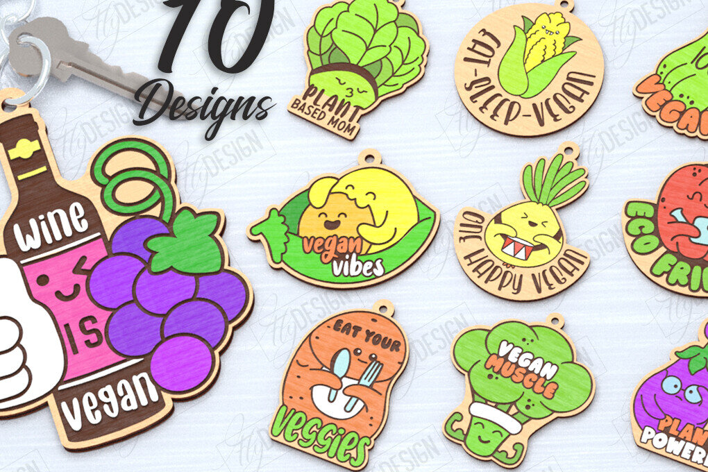 Σετ των 3 Intra απο ξύλο plywood 3mm-4mm πάχος – Πακέτο κοπής με λέιζερ Vegan μπρελόκ | CNC Δίασταση  5x5 cm INTRAFABR-120353751