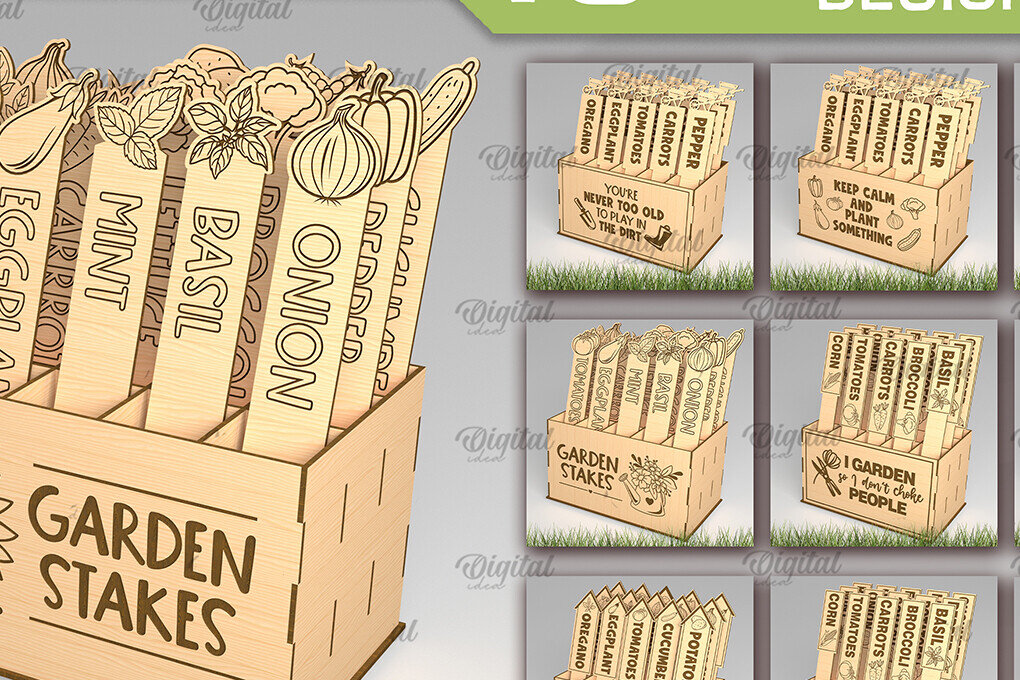 Σετ των 2 Intra απο ξύλο plywood 3mm-4mm πάχος – Πακέτο λαχανικών Garden Stakes LaserCut Δίασταση  20x20 cm INTRAFABR-93788884