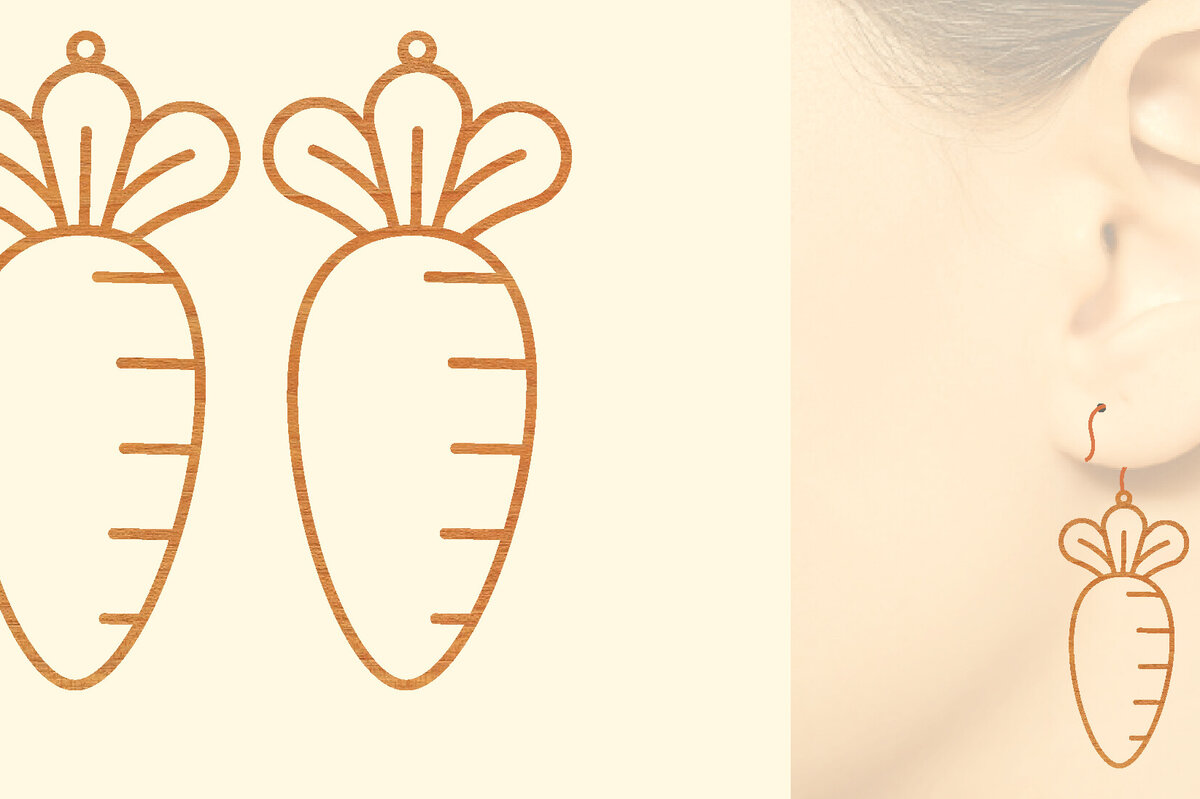 Σετ των 3 Intra απο ξύλο plywood 3mm-4mm πάχος – Vegetables Ξύλινα Σκουλαρίκια Δίασταση  5x5 cm INTRAFABR-97330624