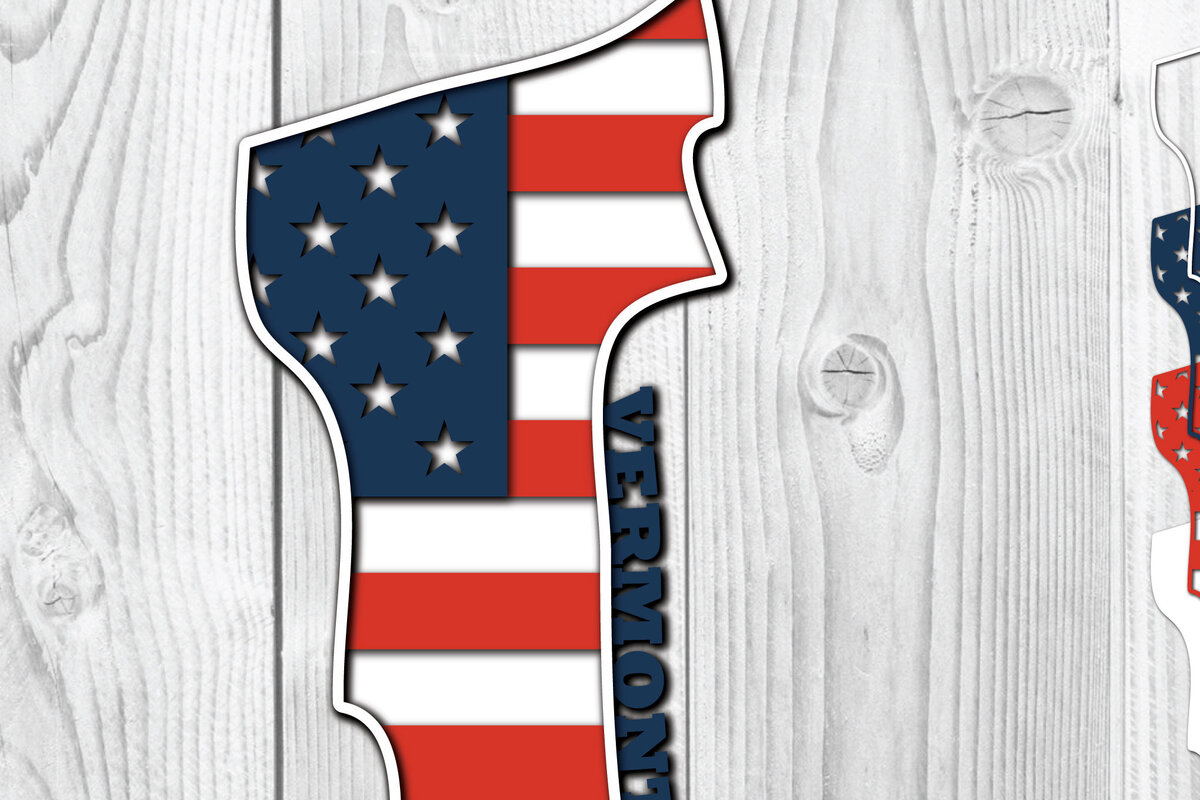 Σετ των 2 Intra απο ξύλο plywood 3mm-4mm πάχος – Σημαία 3D του Βερμόντ ΗΠΑ Δίασταση  20x20 cm INTRAFABR-65275405